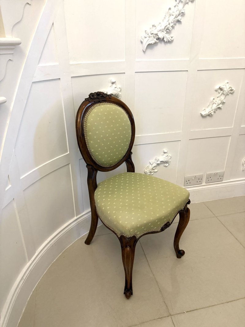 Pair of Antique Victorian Quality Carved Walnut Side Chairs - Image 7